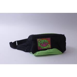 1980s Kids fluorescent Black Green Belt Bag, Waist Bag, Belly Bag, Fanny Pack,